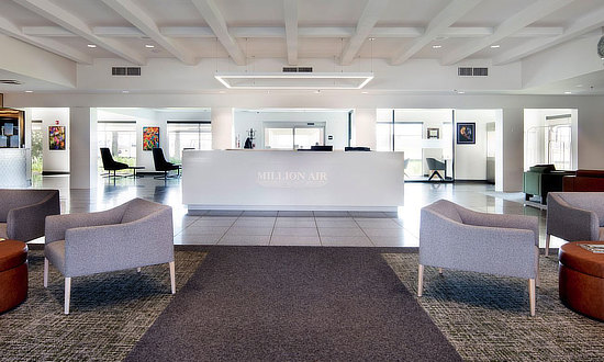 Interior view of the Million Air facility at the AEX Airport in Alexandria, Louisiana