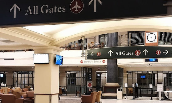 Entrance area to all gates at the AEX Airport terminal in Alexandria, Louisiana