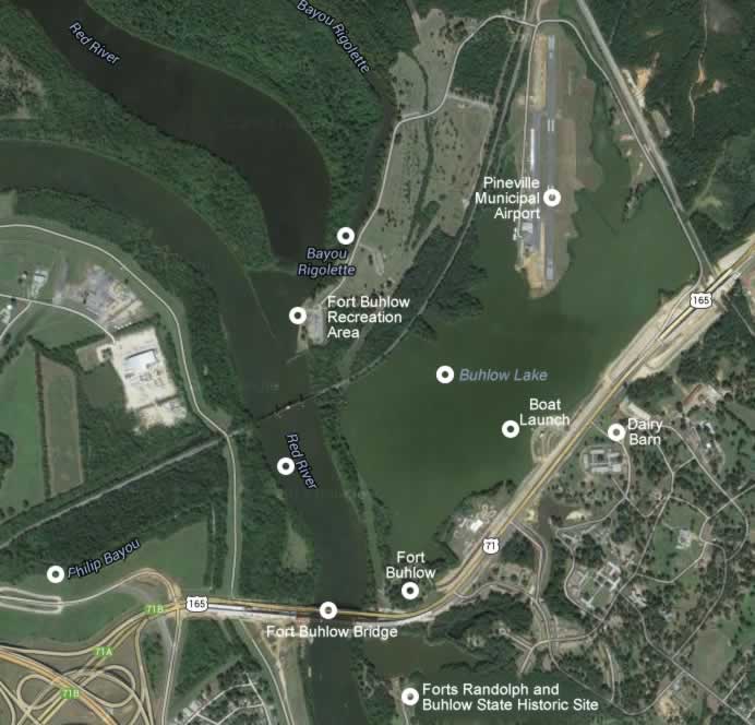 Aerial View of the Lake Buhlow Area in Central Louisiana near PIneville