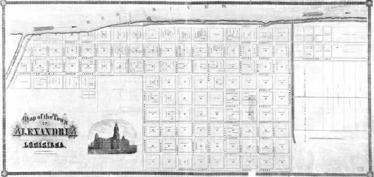 Alexandria Louisiana Map of Downtown - 1872 Alexandria Louisiana Map of Downtown - 1872