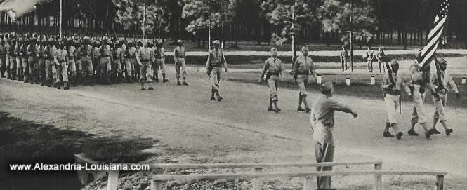 Soldiers passing in review, Camp Livingston, Louisiana U.S. Army soldiers passing in review, Camp Livingston, Louisiana, during World War II
