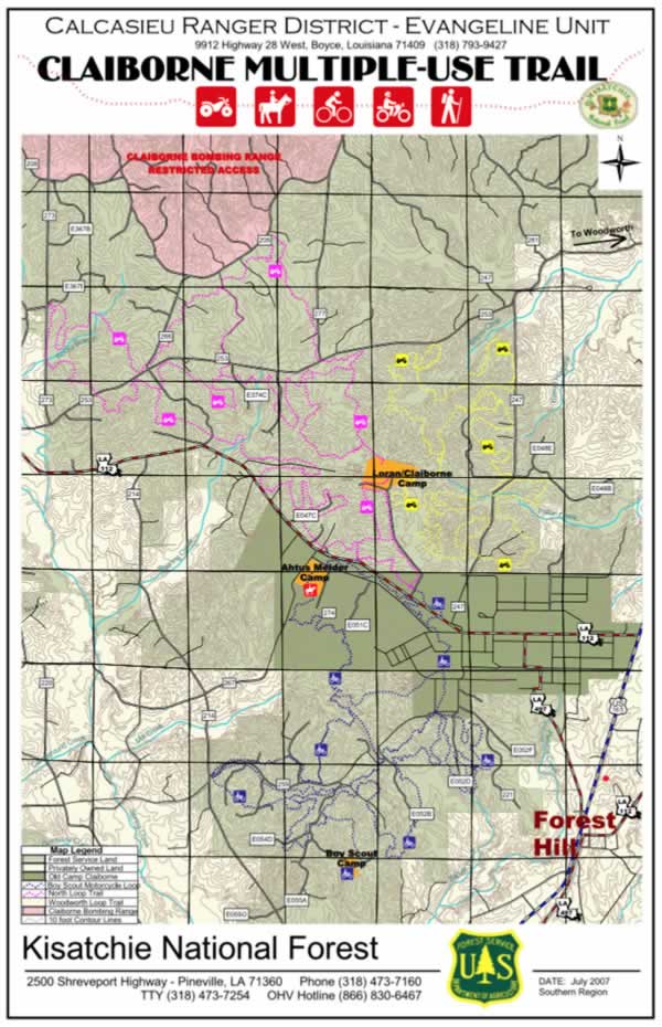 Map of the U.S. Forest Service Camp Claiborne Multi-Use Trails Map of the U.S. Forest Service Camp Claiborne Multi-Use Trails