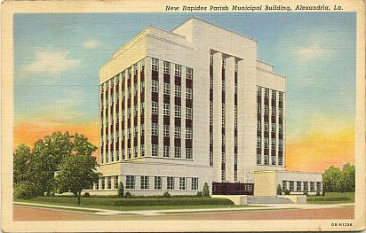 The new Rapides Parish Courthouse on Murray Street in Alexandria, Louisiana, built circa 1939